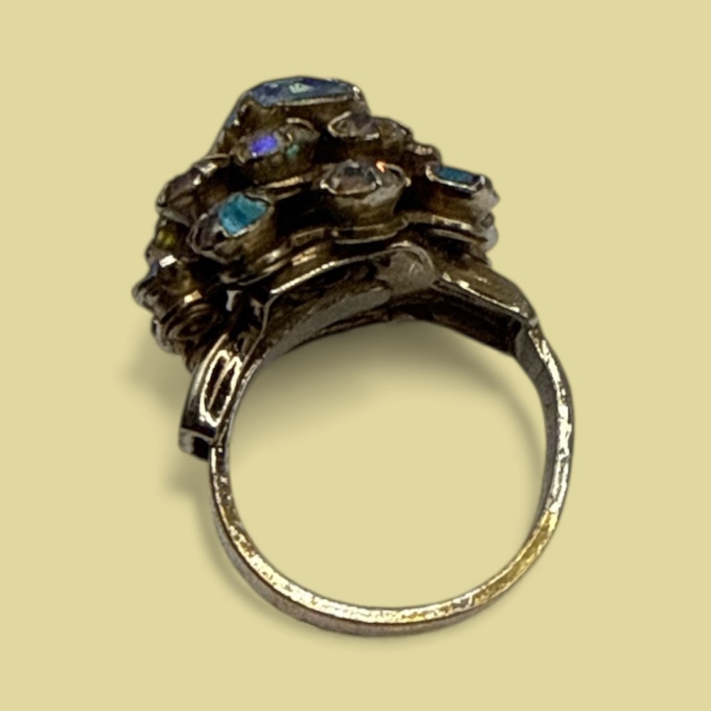 Vinatge AB finish rhinestone ring weight 18.76G - Picture 3 of 4